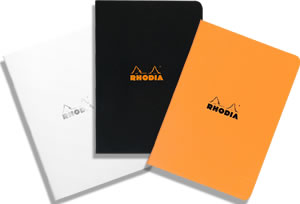 A5 Medium Size Side-Stapled Pads - Available in orange, black or Rhodia Ice